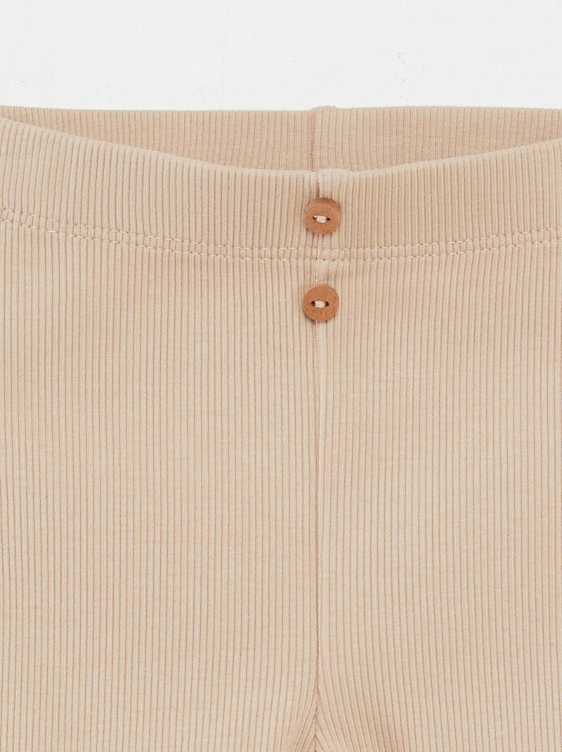 Legging de canalé con botones BEIGE - Kiabi