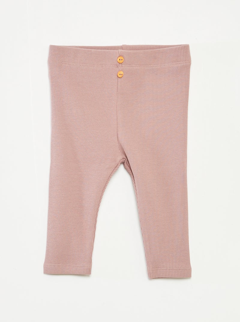 Legging de canalé con botones Rosa - Kiabi