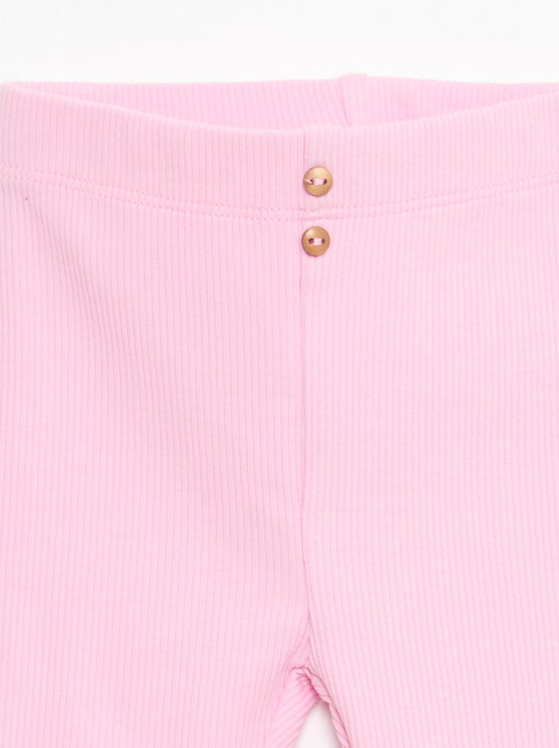 Legging de canalé con botones Rosa - Kiabi