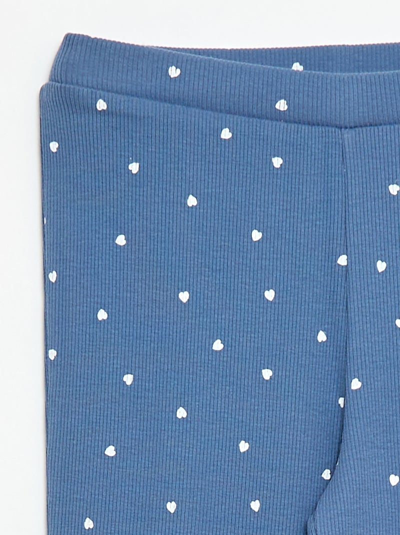 Legging de canalé con estampado Azul - Kiabi