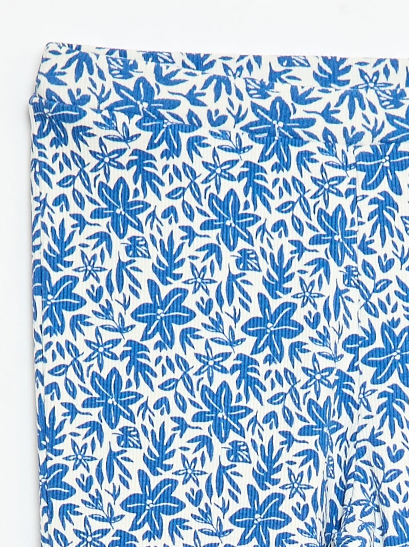Legging de canalé con estampado Azul - Kiabi