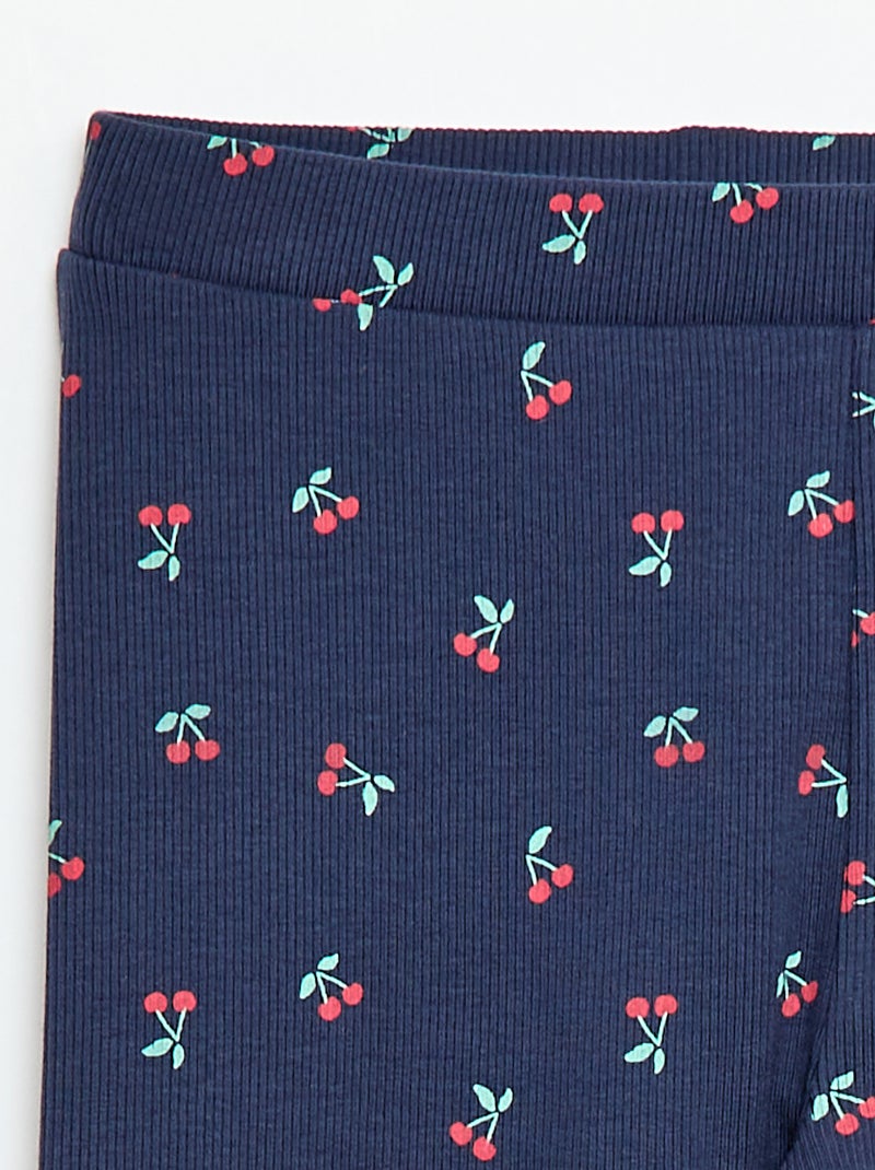 Legging de canalé con estampado Azul - Kiabi
