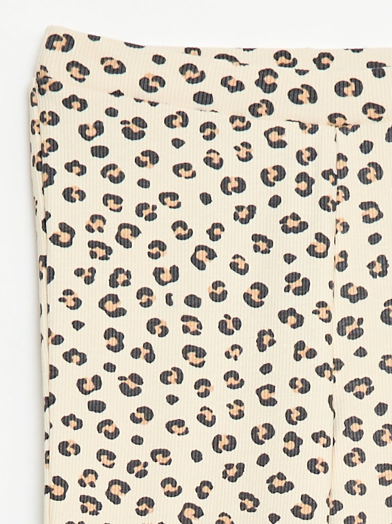 Legging de canalé con estampado Beige - Kiabi