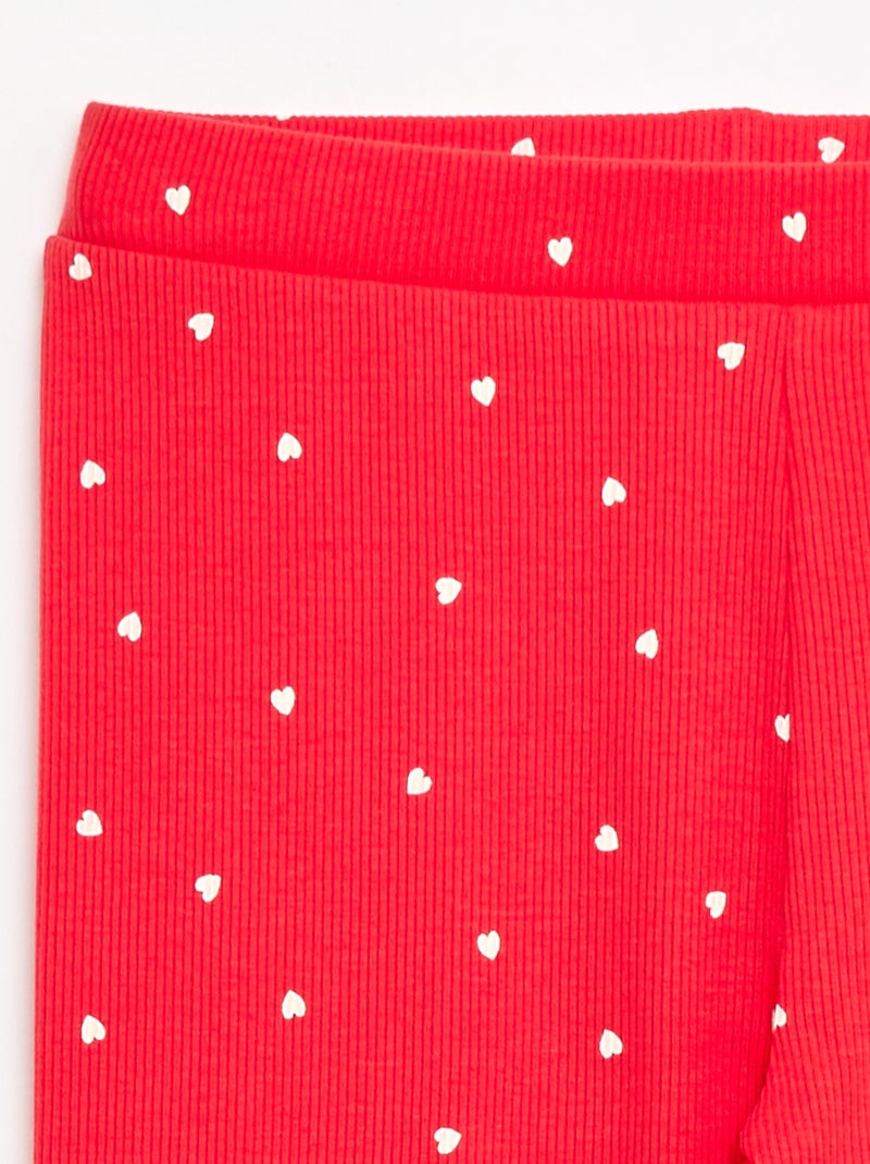Legging de canalé con estampado Rojo - Kiabi