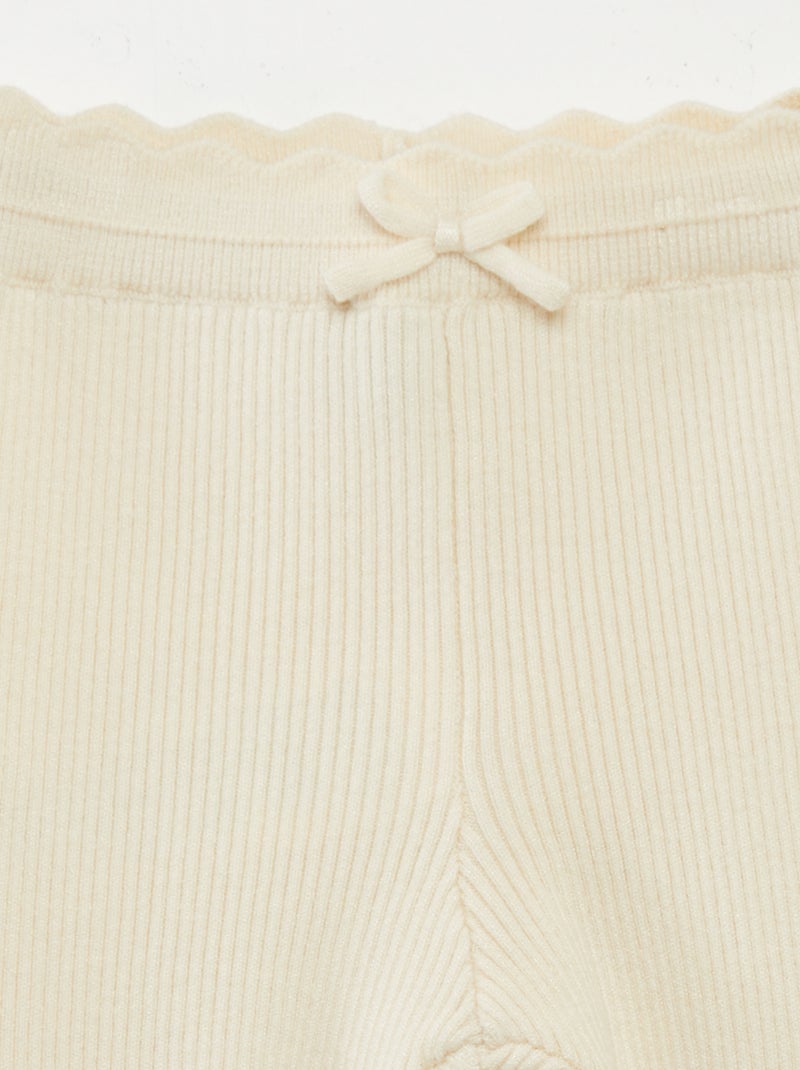 Legging de canalé con lazo BLANCO - Kiabi