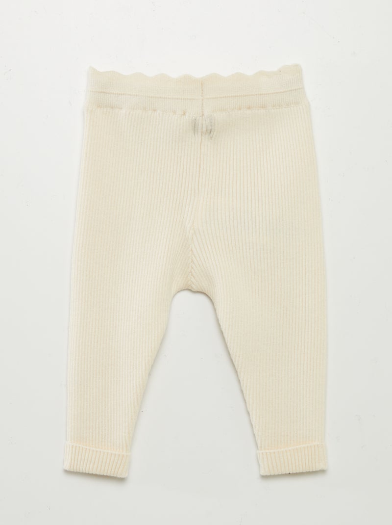 Legging de canalé con lazo BLANCO - Kiabi