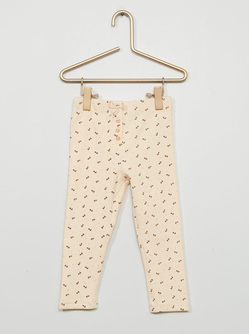 Legging de canalé con lazo de fantasía ROSA - Kiabi