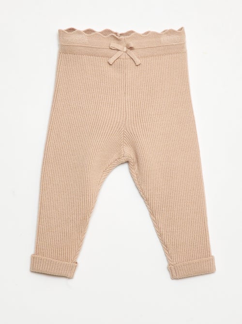 Legging de canalé con lazo decorativo - Kiabi