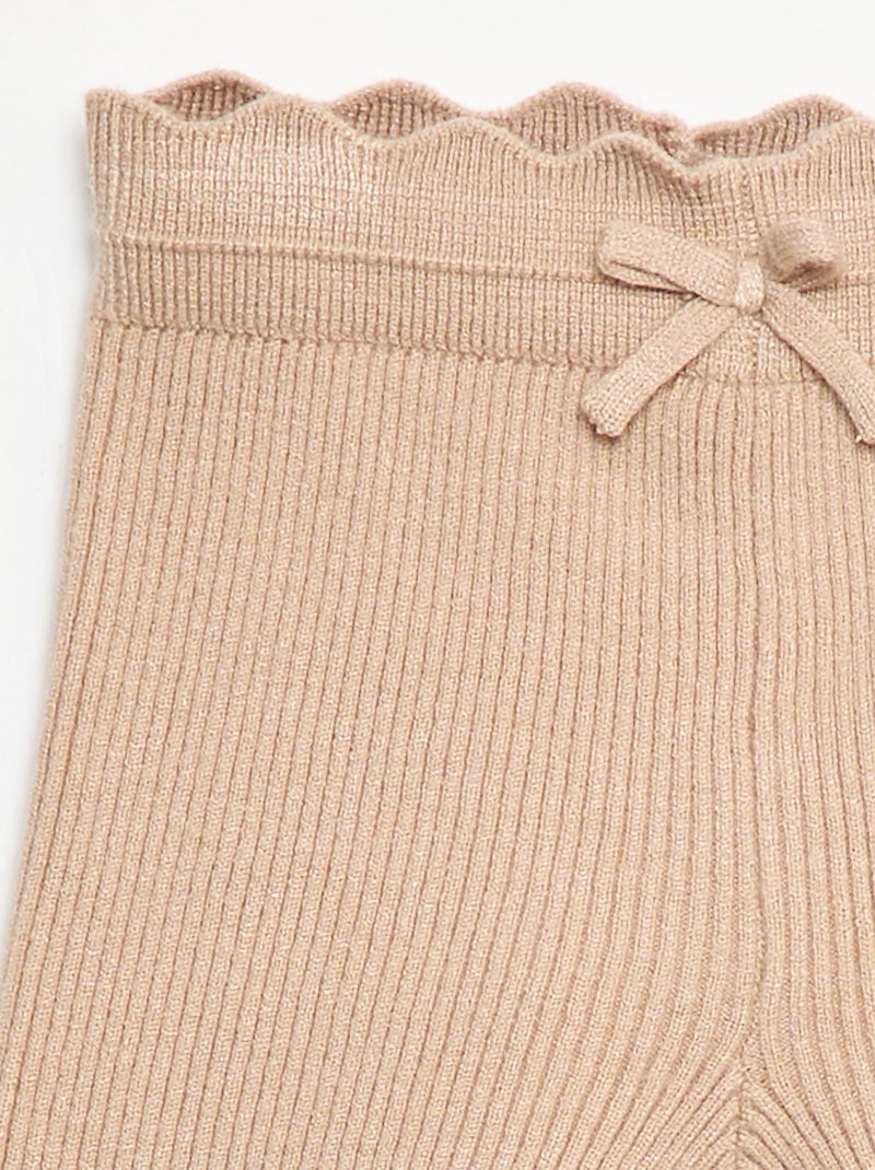 Legging de canalé con lazo decorativo Beige - Kiabi