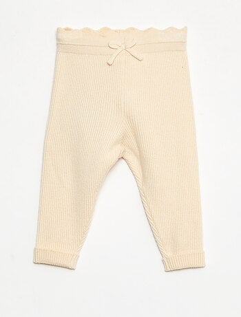 Legging de canalé con lazo decorativo