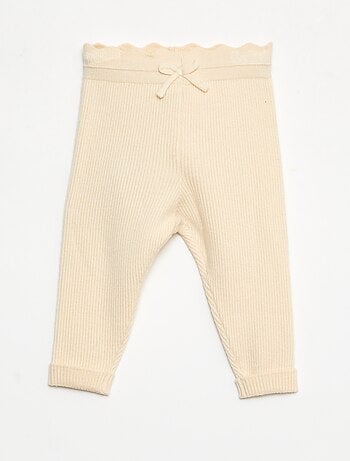 Legging de canalé con lazo decorativo