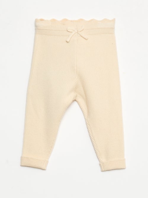 Legging de canalé con lazo decorativo - Kiabi