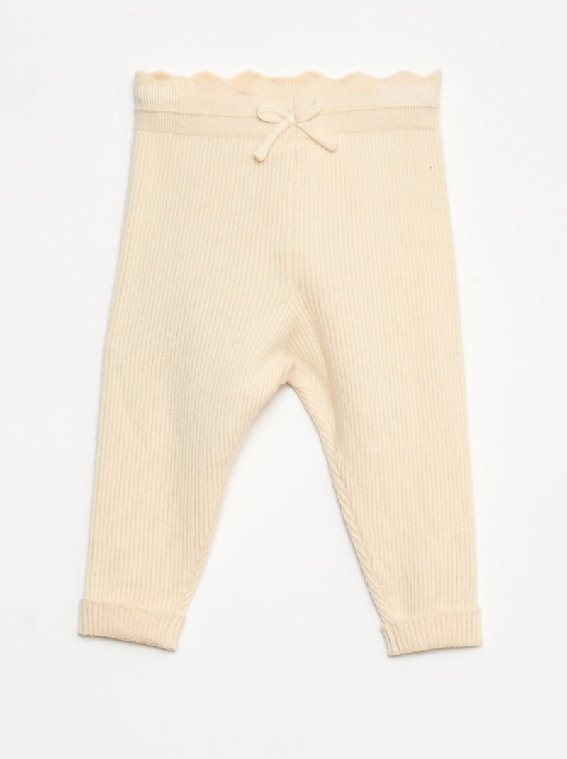 Legging de canalé con lazo decorativo Blanco - Kiabi
