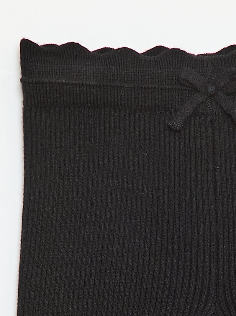 Legging de canalé con lazo decorativo Negro - Kiabi