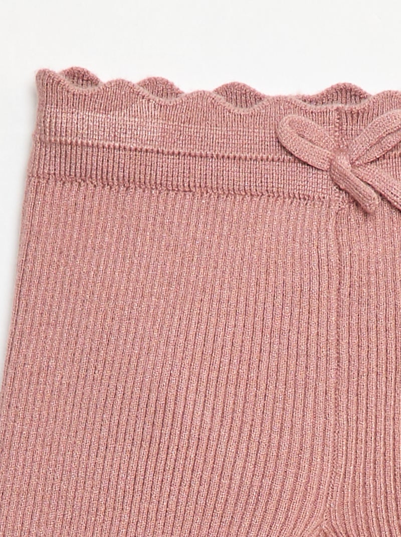 Legging de canalé con lazo decorativo Rosa - Kiabi