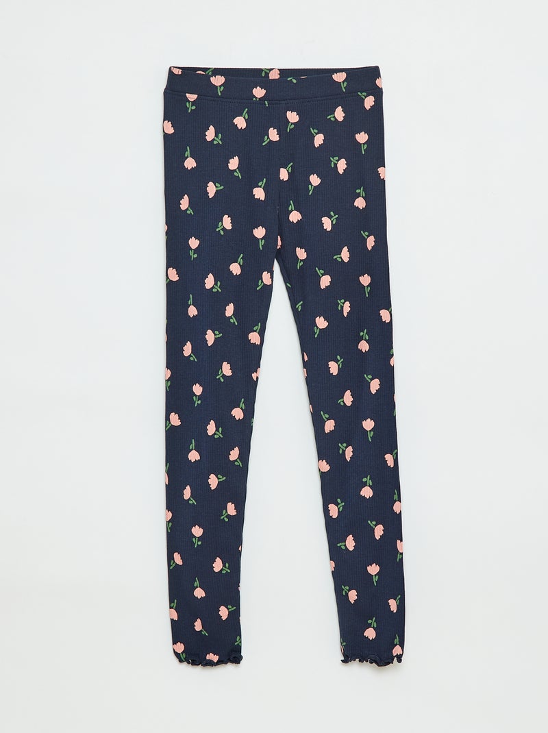 Legging de canalé con motivo Azul - Kiabi