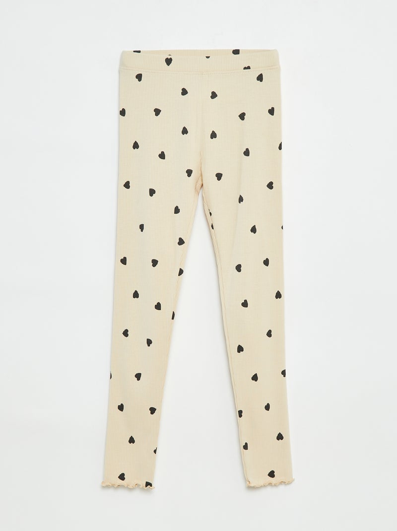 Legging de canalé con motivo Beige - Kiabi