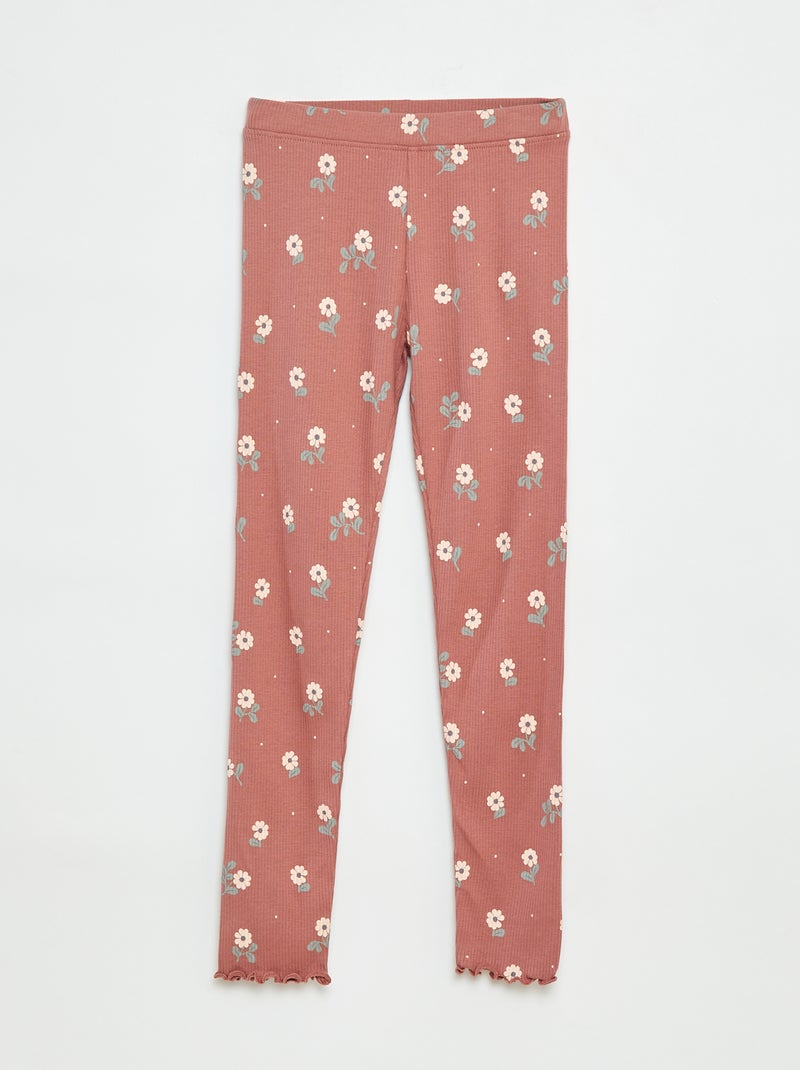 Legging de canalé con motivo Rosa - Kiabi