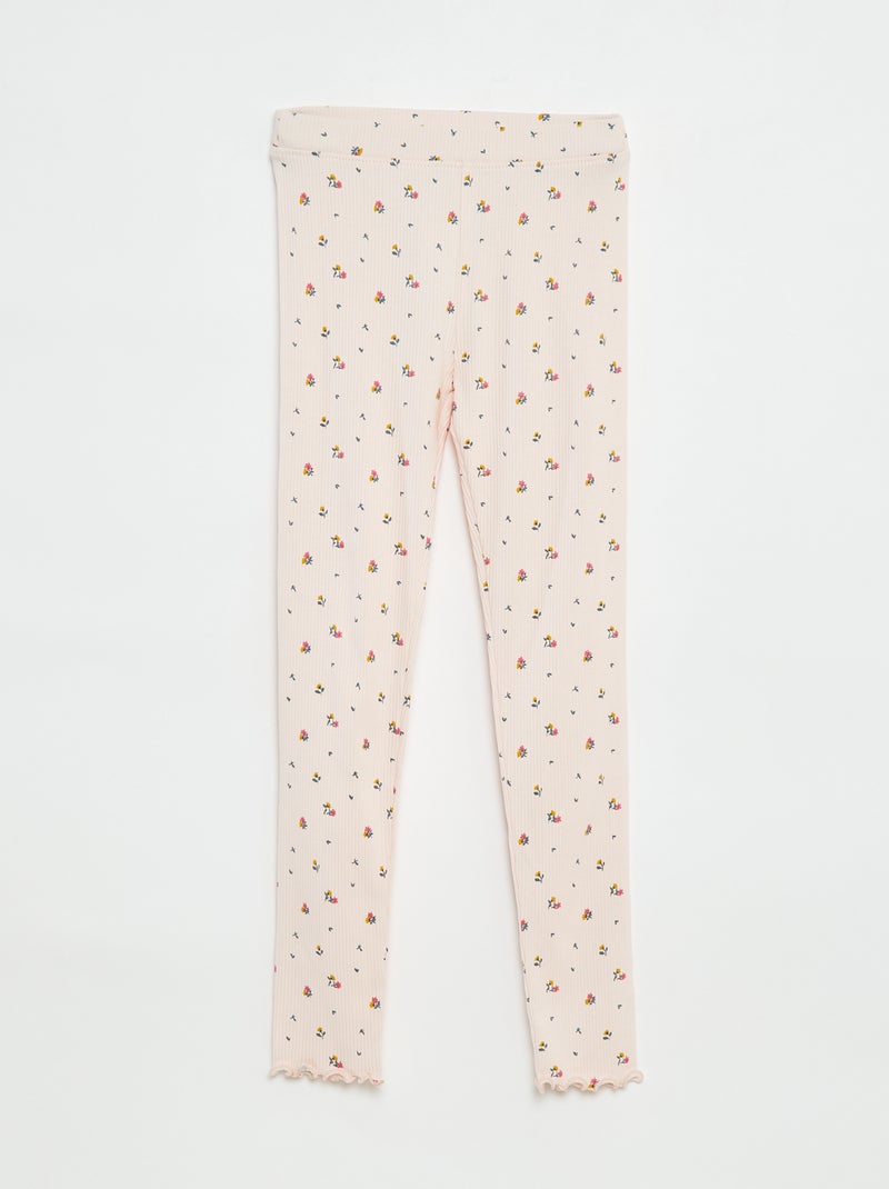 Legging de canalé con motivo Rosa - Kiabi