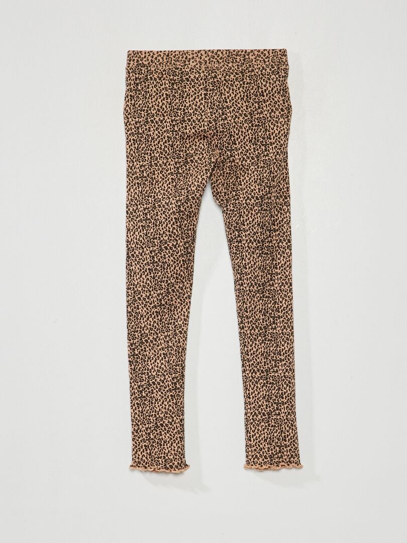 Legging de canalé de leopardo BEIGE - Kiabi