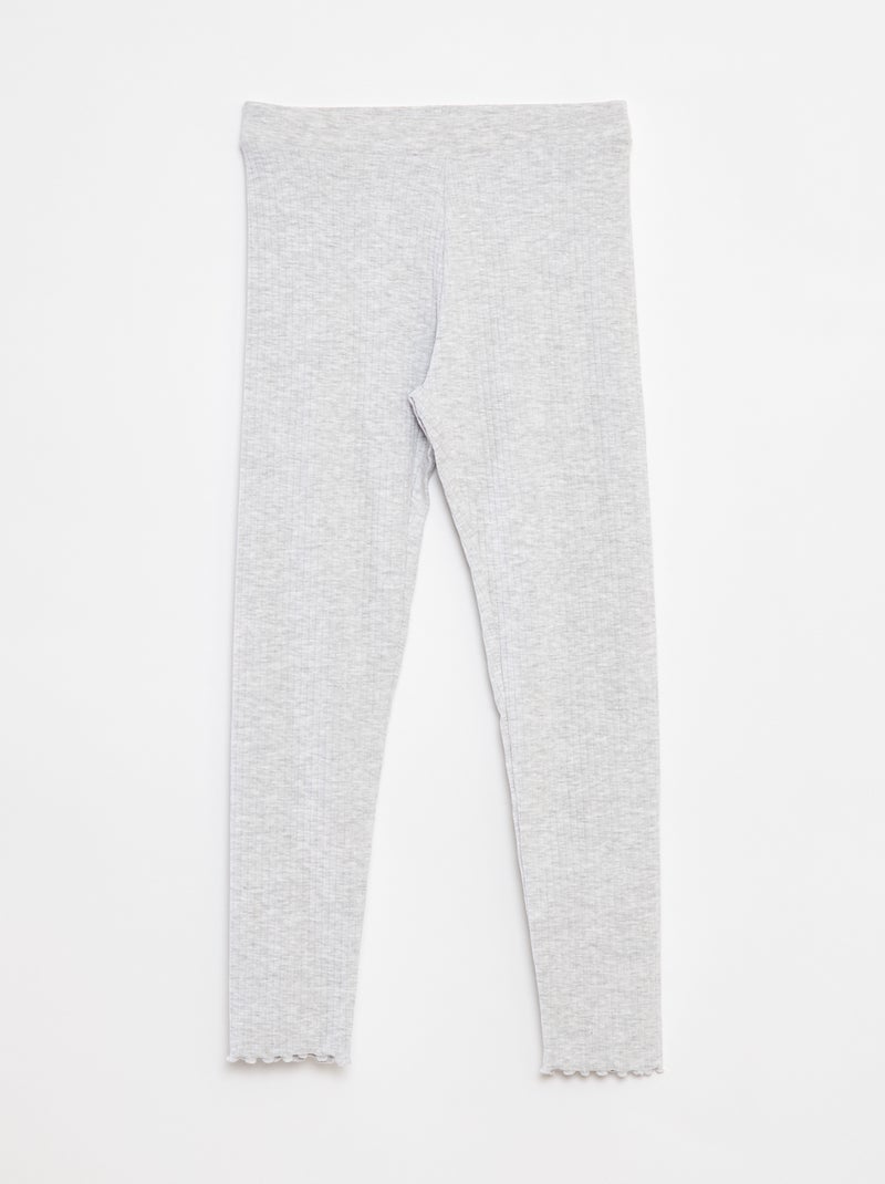 Legging de canalé largo liso Gris - Kiabi