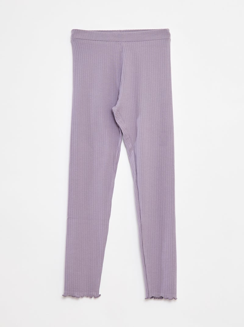 Legging de canalé largo liso Purpura - Kiabi