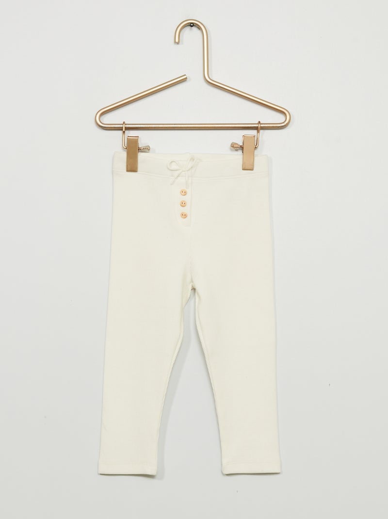 Legging de canalé liso Blanco - Kiabi