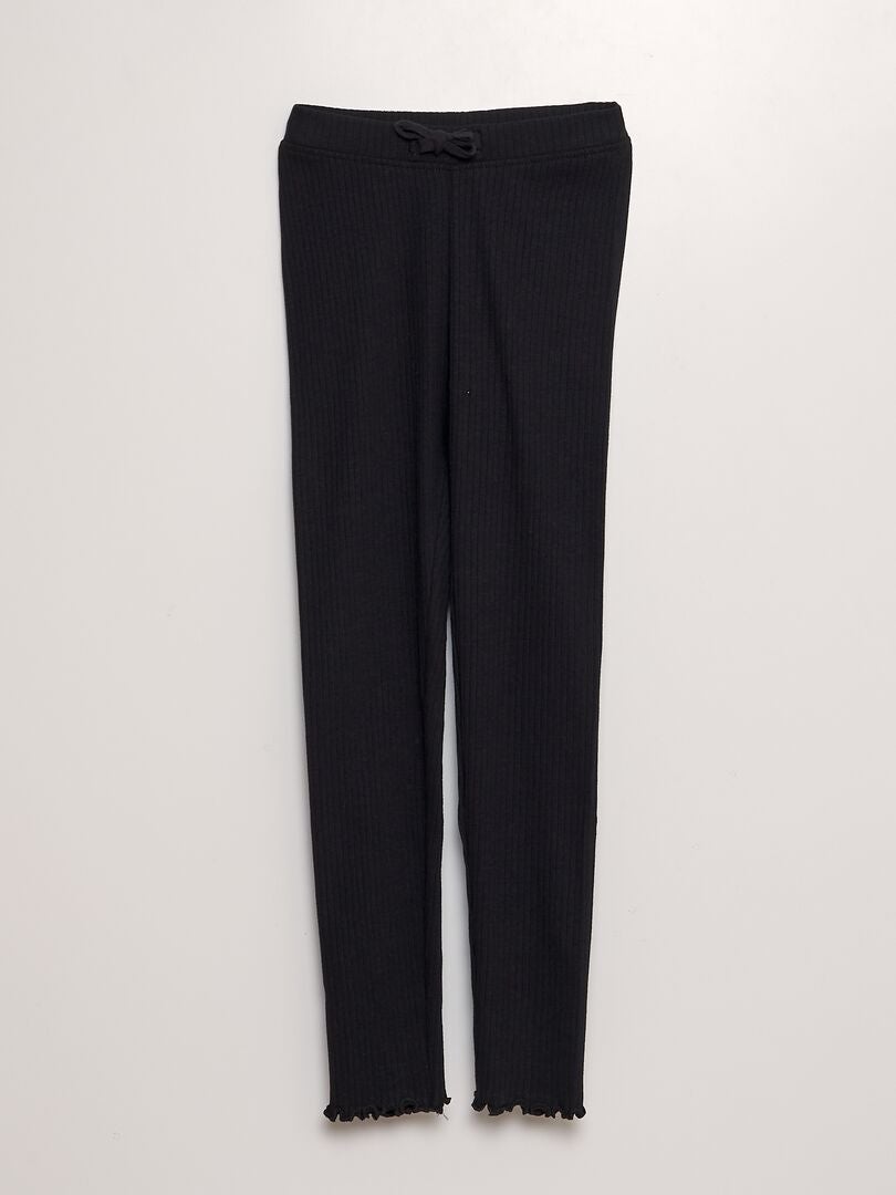 Legging de canalé negro - Kiabi