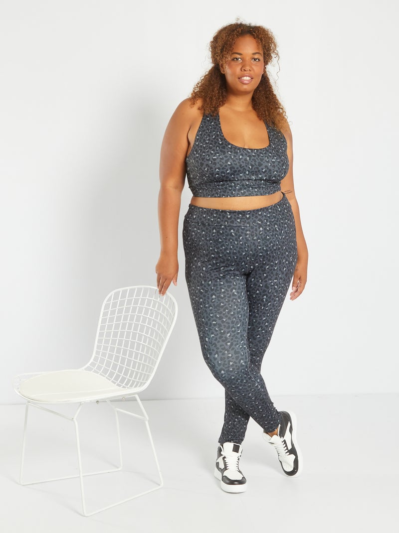 Legging de deporte de leopardo GRIS - Kiabi