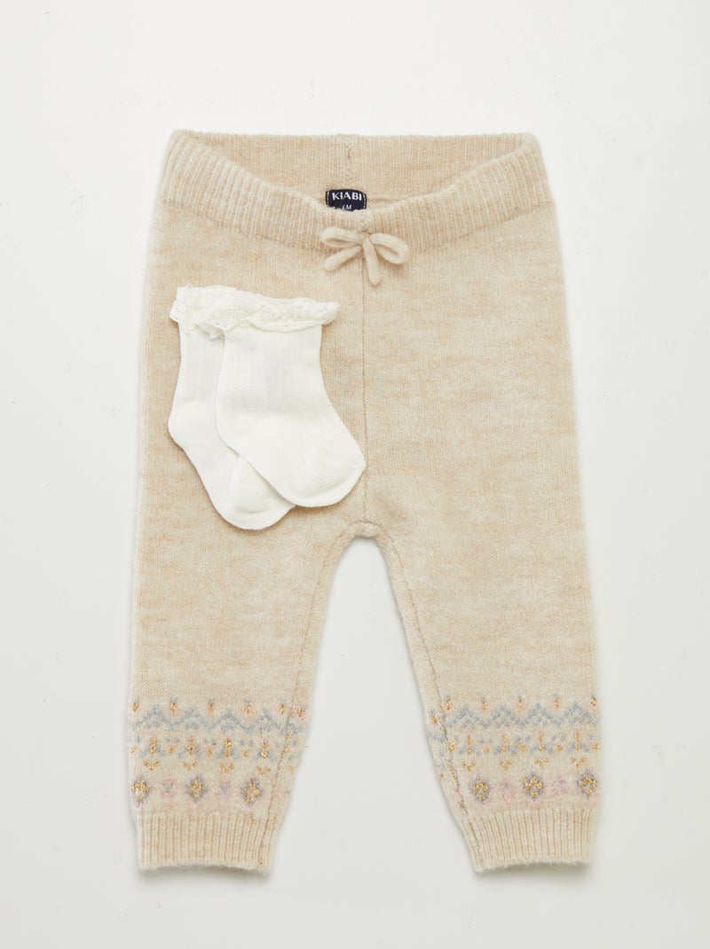 Legging de jacquard + calcetines BEIGE - Kiabi