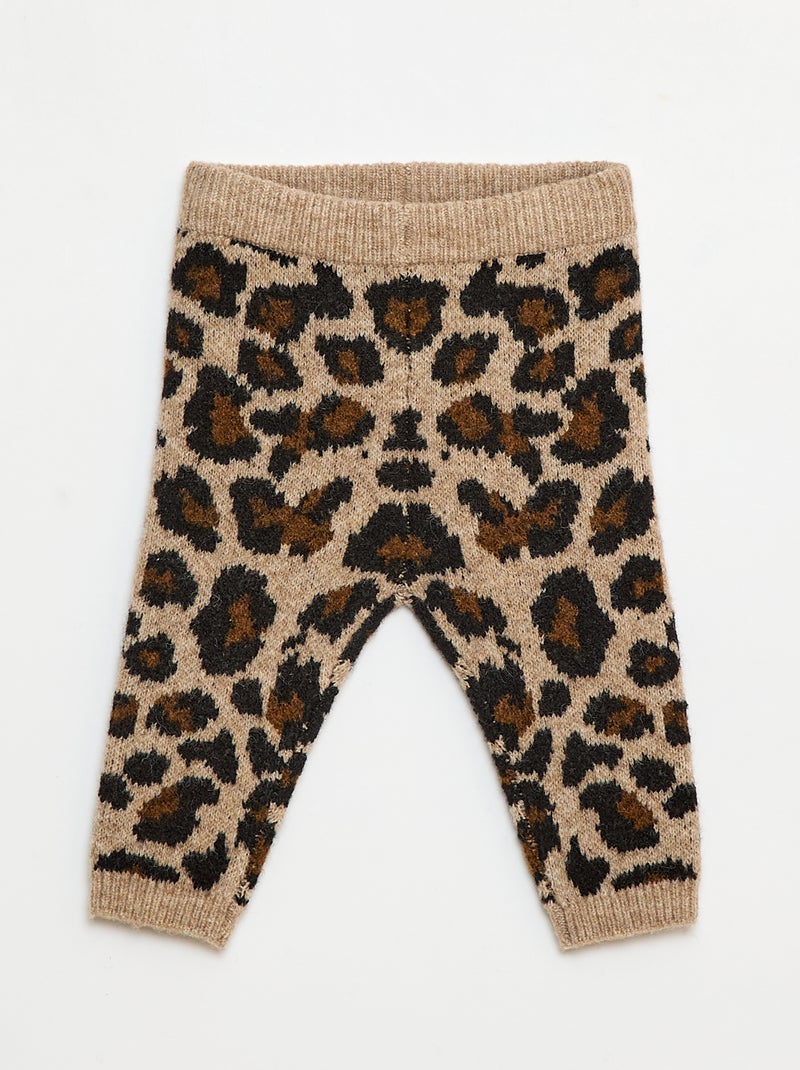 Legging de leopardo en punto Beige - Kiabi