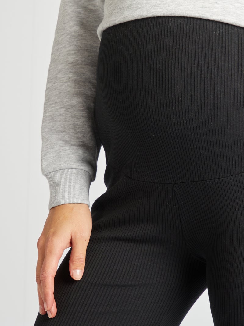 Legging de maternidad de canalé NEGRO - Kiabi