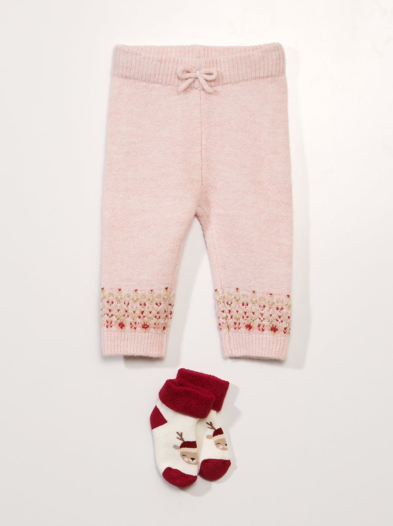 Legging de punto + calcetines de Navidad - 2 piezas ROSA - Kiabi