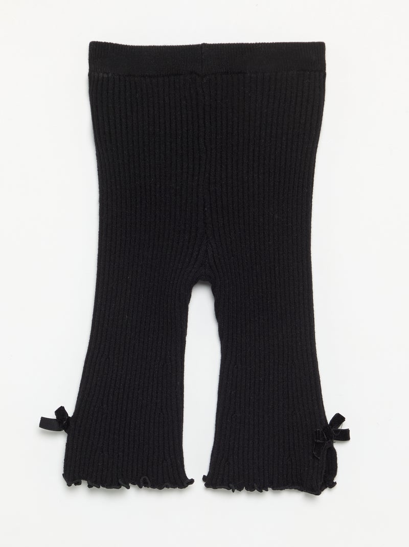 Legging de punto compacto acanalado Negro - Kiabi