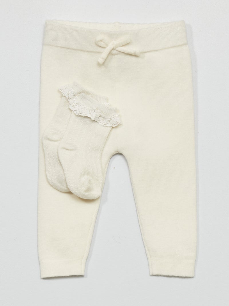 Legging de punto compacto Blanco - Kiabi
