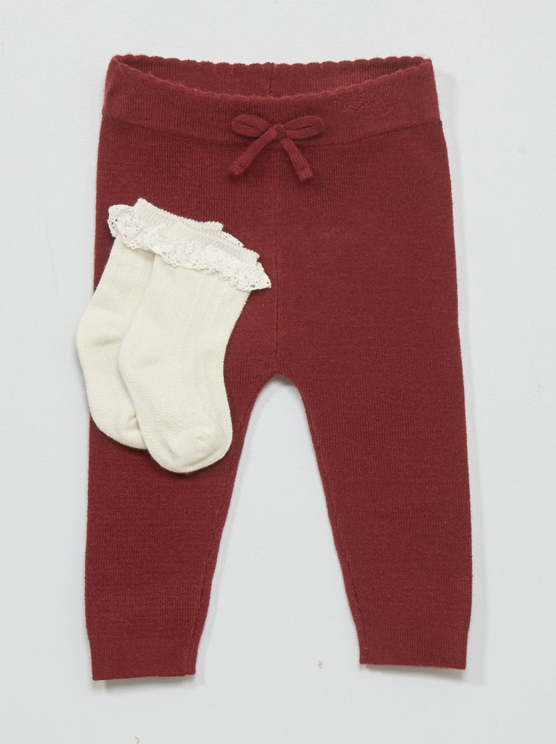 Legging de punto compacto castaño - Kiabi