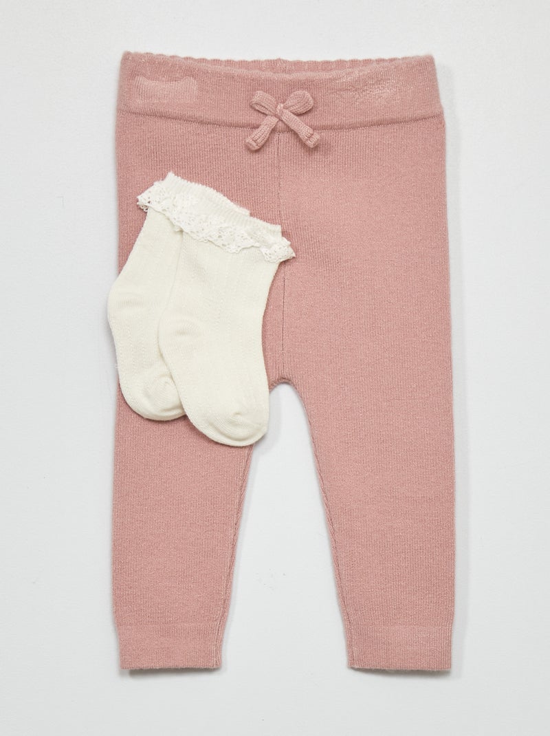 Legging de punto compacto viejo rosa - Kiabi