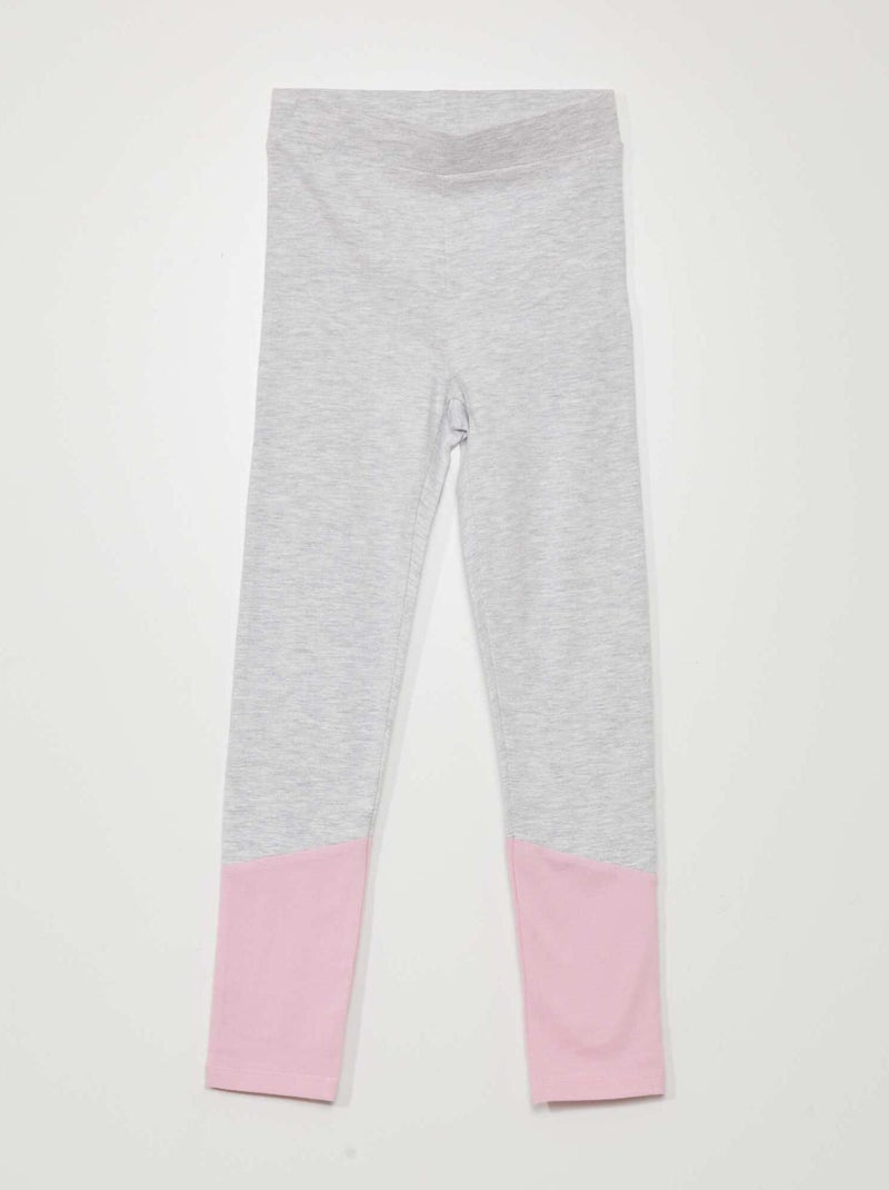 Legging de punto con bajo a contraste GRIS - Kiabi