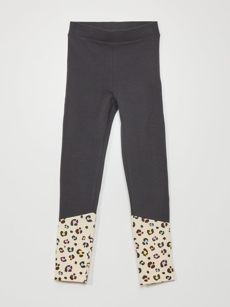 Legging de punto con bajo de leopardo BEIGE - Kiabi