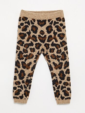 Legging de punto con estampado de leopardo