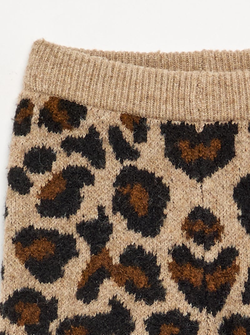 Legging de punto con estampado de leopardo Beige - Kiabi