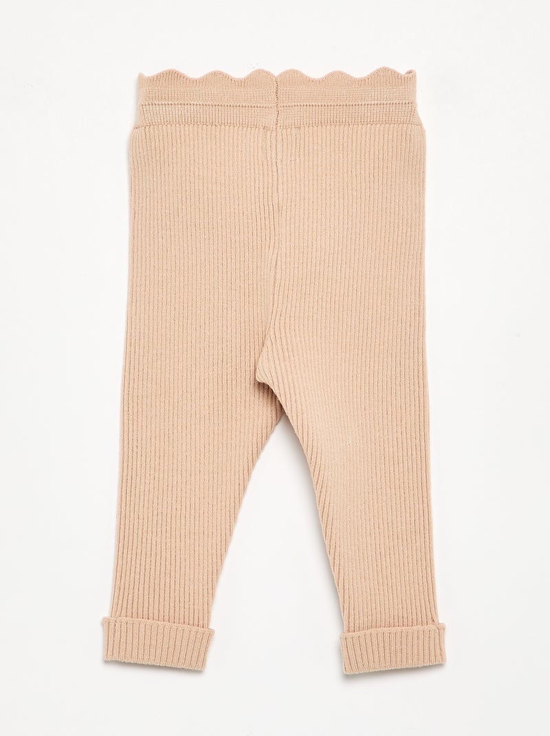 Legging de punto con lazo en la cintura Beige - Kiabi