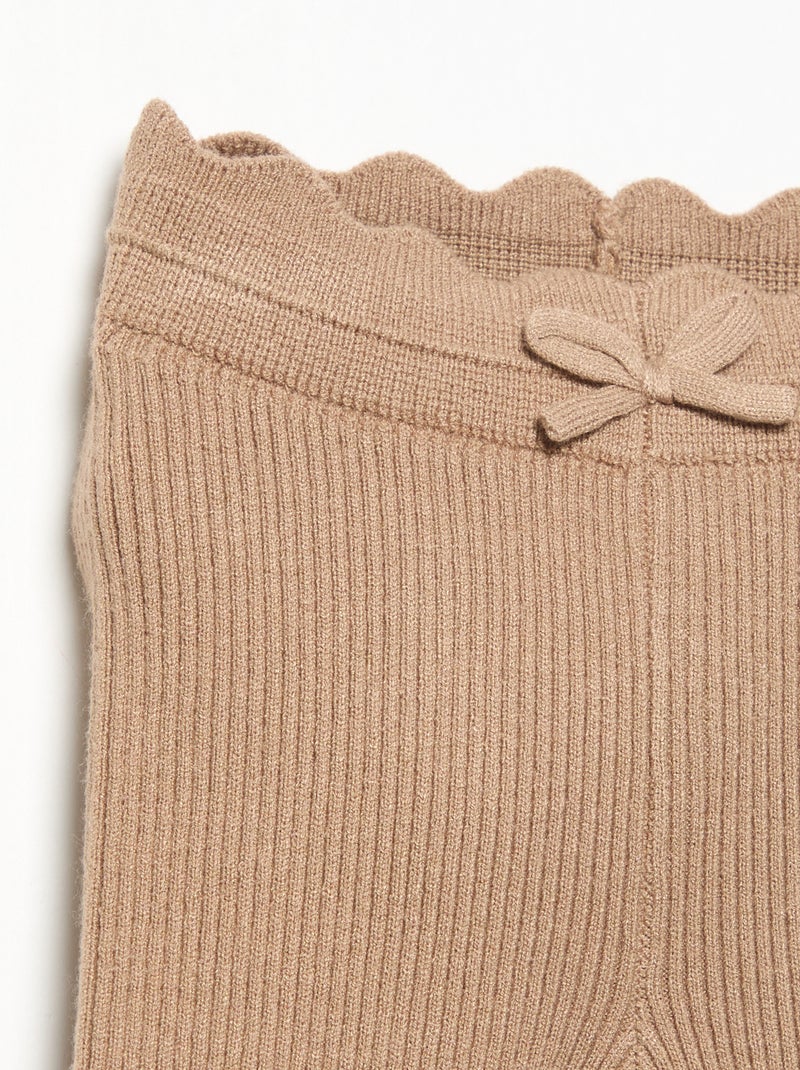Legging de punto con lazo en la cintura Marron - Kiabi