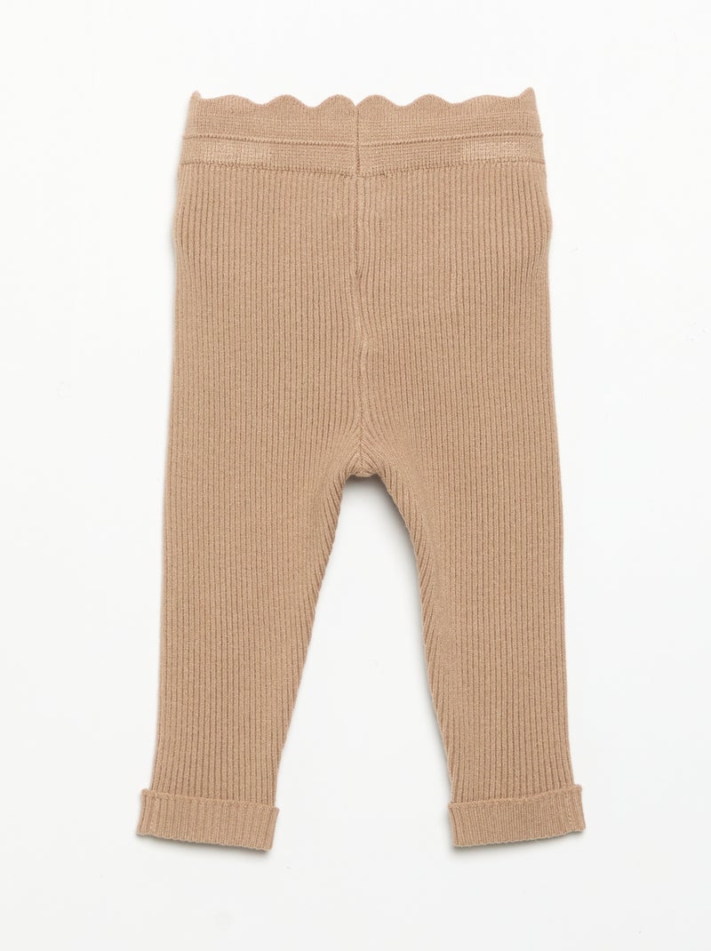 Legging de punto con lazo en la cintura Marron - Kiabi