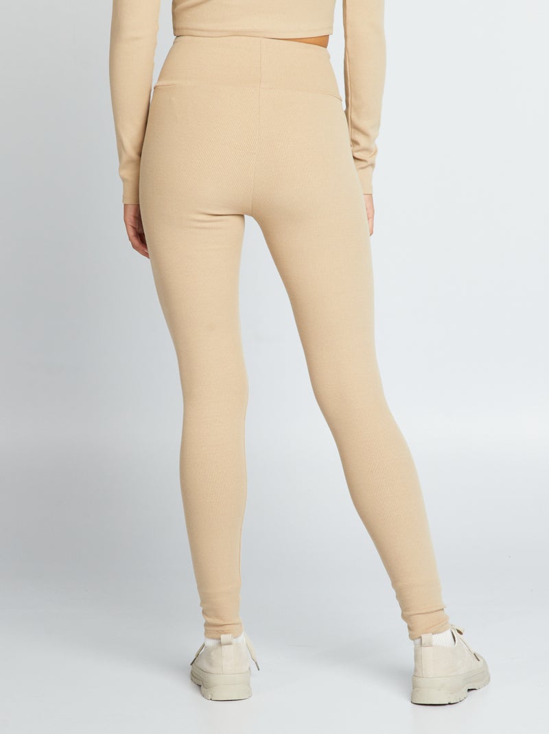 Legging de punto de canalé BEIGE - Kiabi