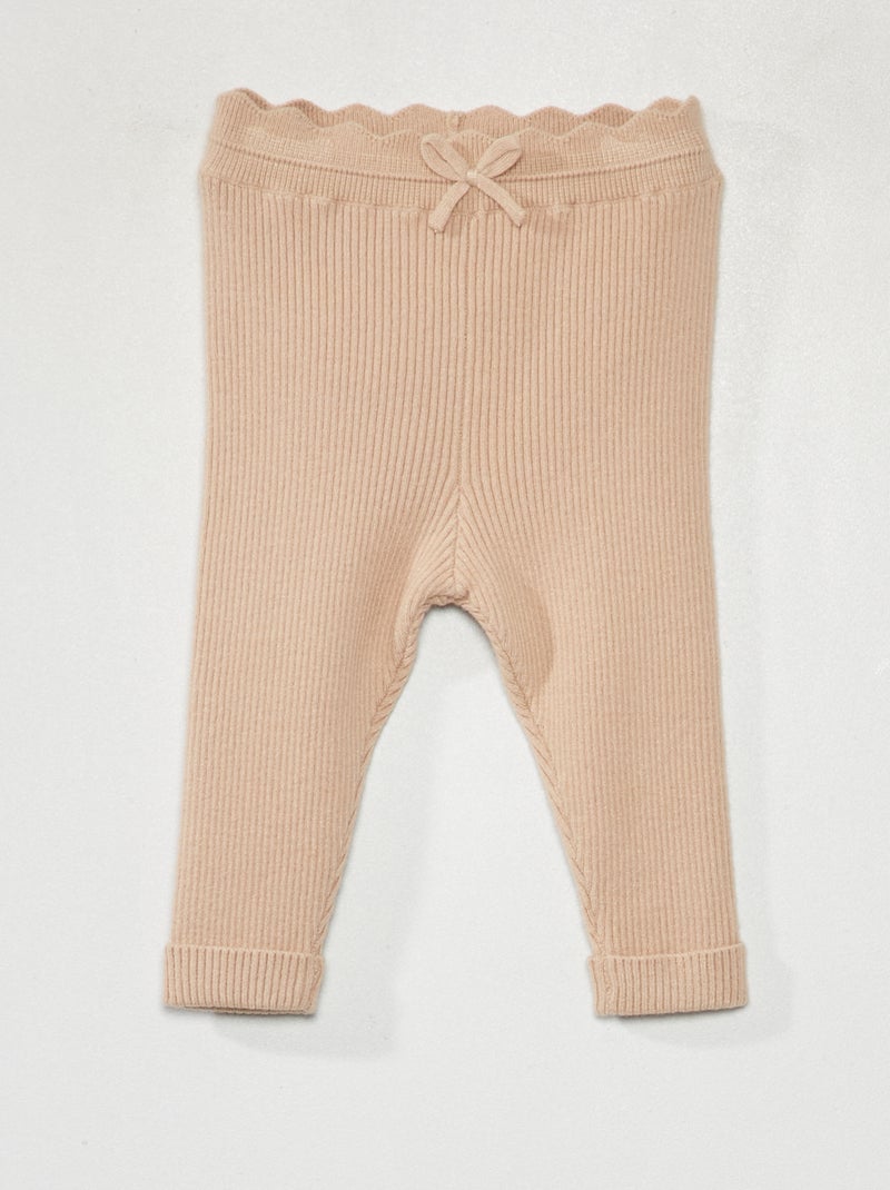 Legging de punto de canalé BEIGE - Kiabi