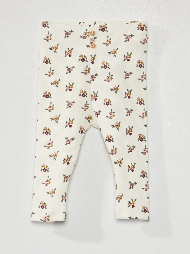 Legging de punto de canalé BLANCO - Kiabi