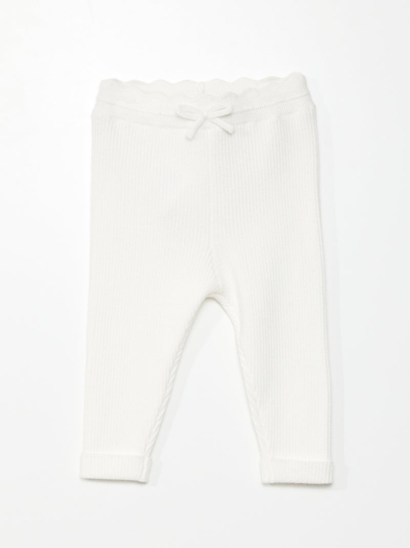 Legging de punto de canalé BLANCO - Kiabi