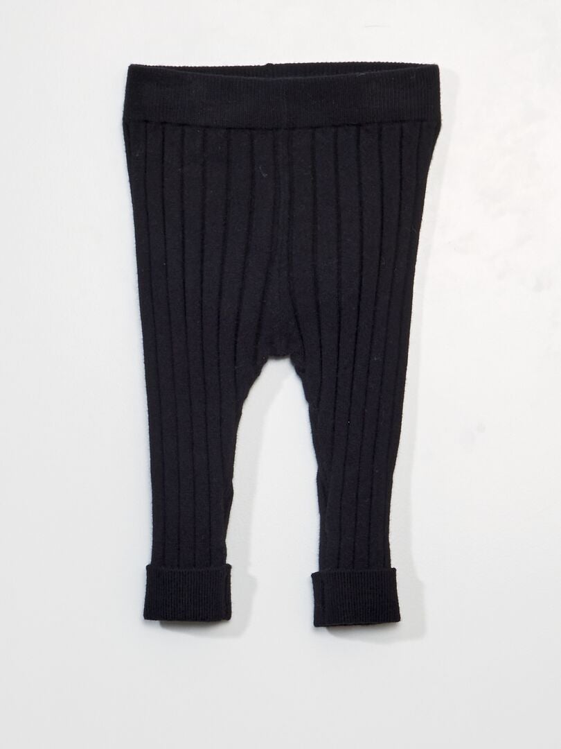 Legging de punto de canalé + calcetines - 2 piezas negro - Kiabi