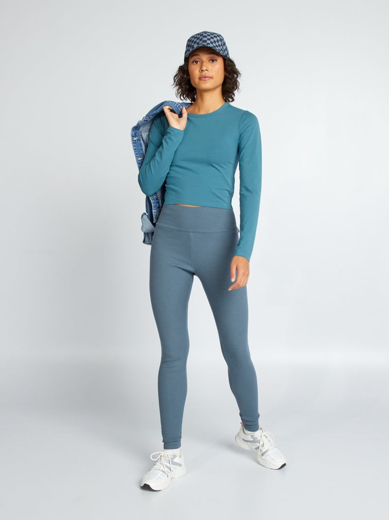 Legging de punto de canalé GRIS - Kiabi